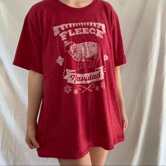 Fleece Navidad Faliz Navidad Sheep Christmas Tee - Picture 6 of 9